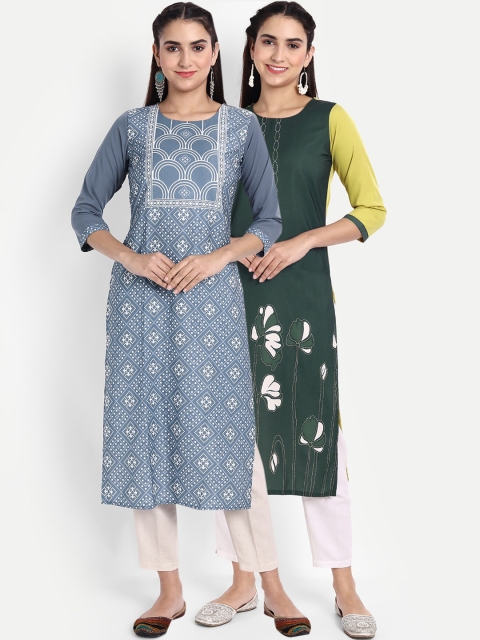 Ethnic basket Women Pack of 2 Geometric Printed Flared Sleeves Floral Crepe Kurta, Multi
Ethnic basket Women Pack of 2 Geometric Printed Flared Sleeves Floral Crepe Kurta, Multi