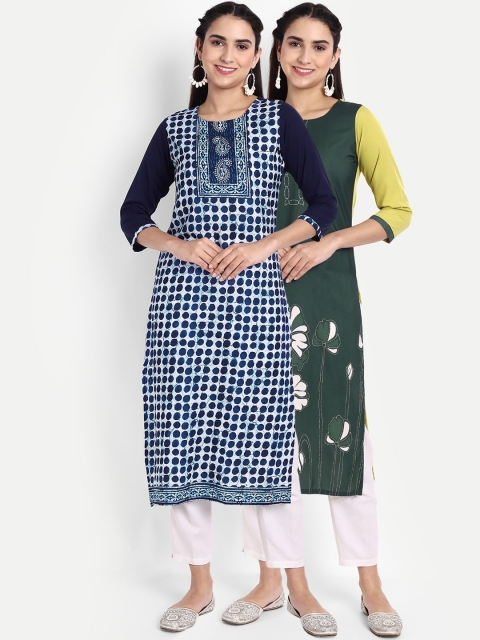 Ethnic basket Women Pack Of 2 Kurtas, Blue
