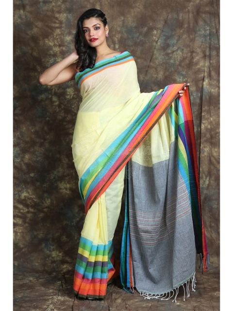 Charukriti Yellow & Blue Saree