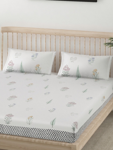 EK BY EKTA KAPOOR Off-White & Green Ethnic Motifs 144 TC Pure Cotton King Bedsheet with 2 Pillow Covers
EK BY EKTA KAPOOR Off-White & Green Ethnic Motifs 144 TC Pure Cotton King Bedsheet with 2 Pillow Covers