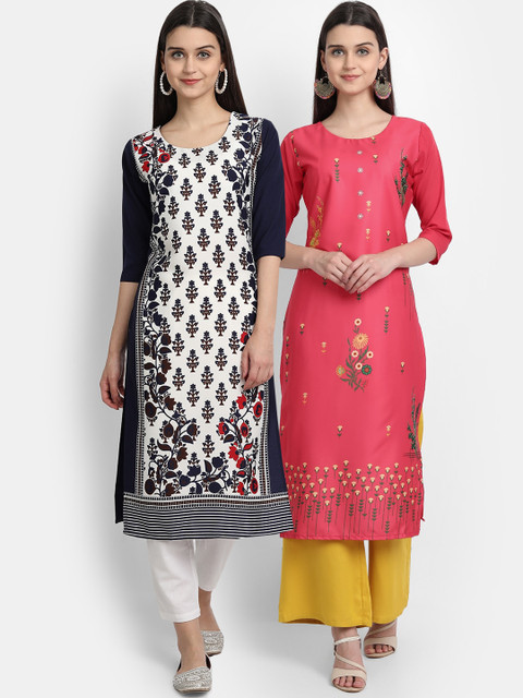 KALINI Women Multicoloured Ethnic Motifs Printed Thread Work Floral Crepe Kurta, Multi
KALINI Women Multicoloured Ethnic Motifs Printed Thread Work Floral Crepe Kurta, Multi