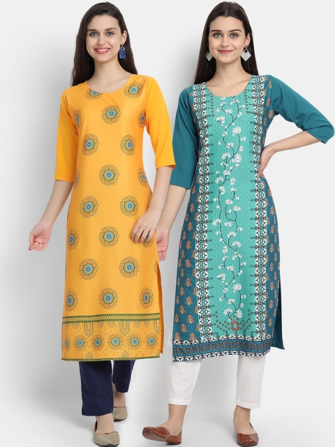 KALINI Women Multicoloured Bandhani Embroidered Keyhole Neck Mirror Work Floral Crepe Kurta, Multi
KALINI Women Multicoloured Bandhani Embroidered Keyhole Neck Mirror Work Floral Crepe Kurta, Multi