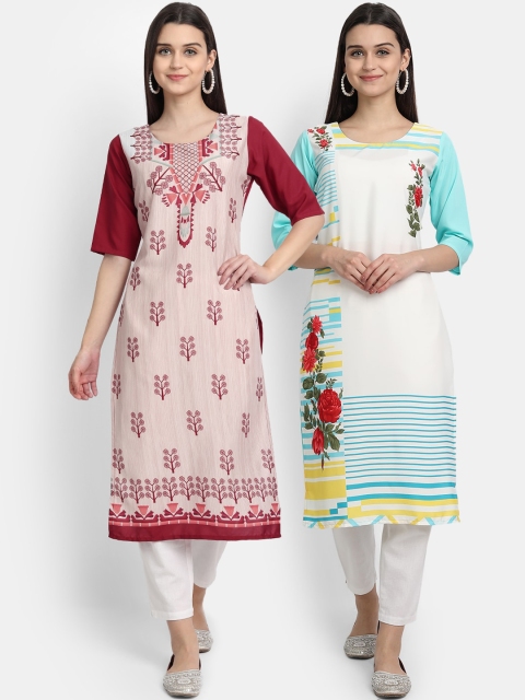 KALINI Women Multicoloured Ethnic Motifs Printed Thread Work Floral Crepe Kurta, Multi
KALINI Women Multicoloured Ethnic Motifs Printed Thread Work Floral Crepe Kurta, Multi