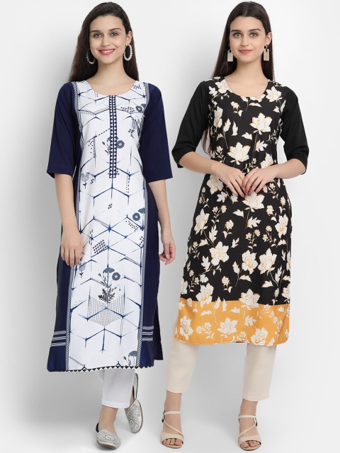 KALINI Women Multicoloured Floral Printed Floral Crepe Kurta, Multi