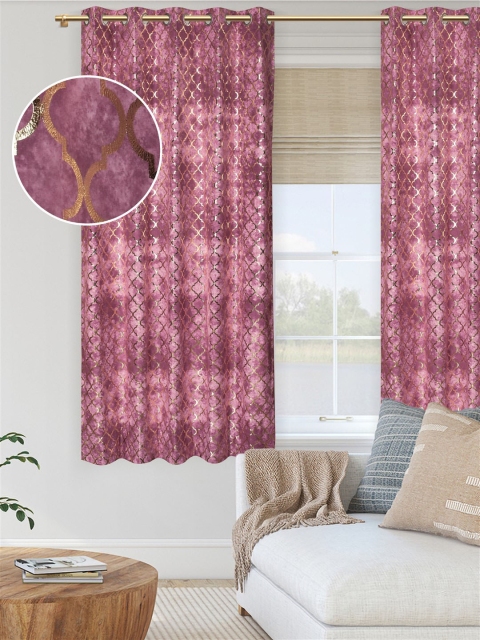 DREAM WEAVERZ Set Of 2 Pink & Gold-Toned Geometric Velvet Room Darkening Window Curtain
DREAM WEAVERZ Set Of 2 Pink & Gold-Toned Geometric Velvet Room Darkening Window Curtain