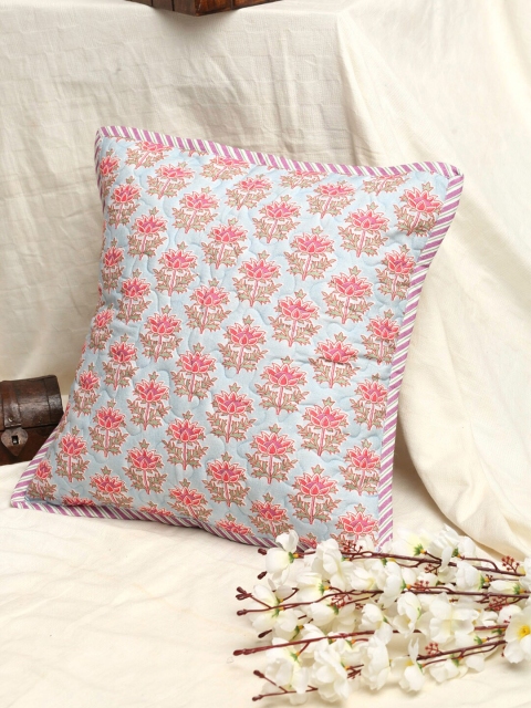 EK BY EKTA KAPOOR Blue & Pink Floral Square Cushion Covers