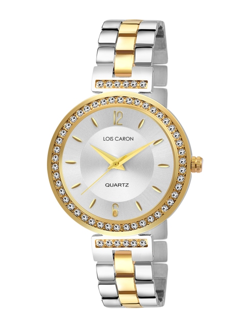 LOIS CARON Women White Embellished Dial & Gold Toned Stainless Steel Bracelet Style Straps Analogue Watch
LOIS CARON Women White Embellished Dial & Gold Toned Stainless Steel Bracelet Style Straps Analogue Watch