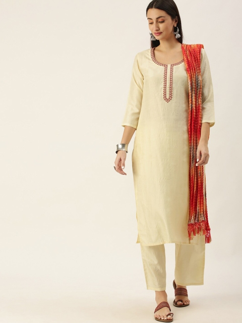 Somras Women Cream-Coloured Floral Embroidered Pure Cotton Kurta with Trousers & With Dupatta
Somras Women Cream-Coloured Floral Embroidered Pure Cotton Kurta with Trousers & With Dupatta