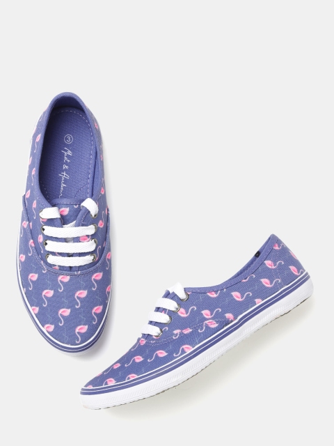 Mast & Harbour Women Blue Printed Casual Shoes