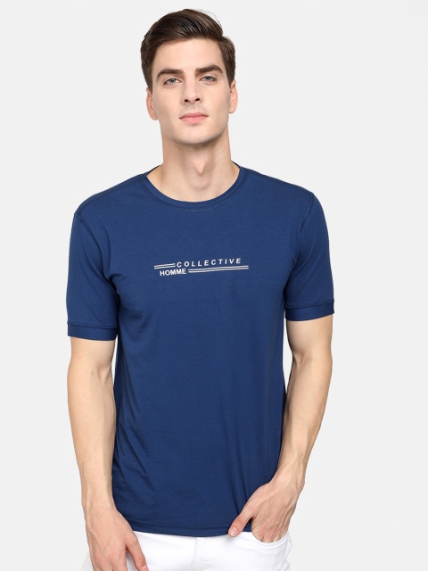 V2 Value & Variety Men Blue Typography Printed T-shirt