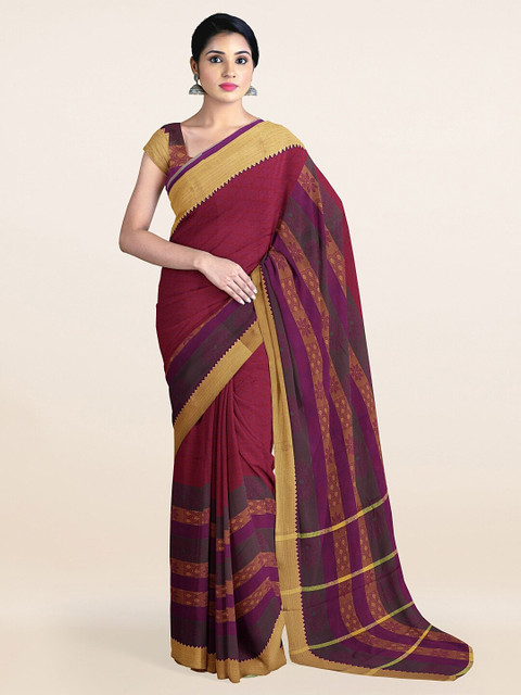 Pothys Burgundy & Gold-Toned Woven Design Zari Art Silk Saree 
Pothys Burgundy & Gold-Toned Woven Design Zari Art Silk Saree
