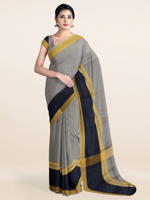 Pothys Grey & Black Saree