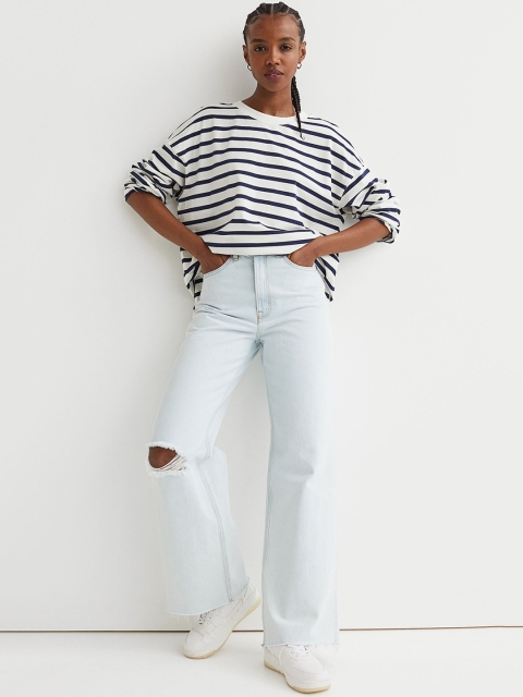 H&M Women Blue Wide High Jeans