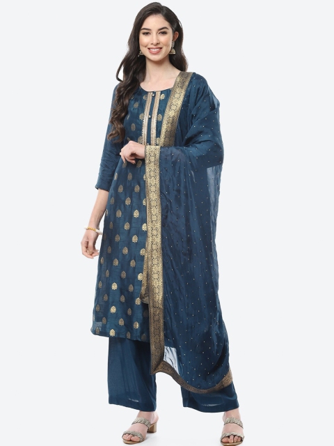 Meena Bazaar Women Navy Blue & Gold-Toned Printed Unstitched Chanderi Dress Material
Meena Bazaar Women Navy Blue & Gold-Toned Printed Unstitched Chanderi Dress Material
