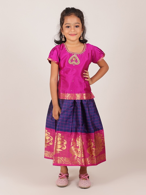 Pothys Girls Magenta & Blue Embellished Beads and Stones Ready to Wear Lehenga Choli
Pothys Girls Magenta & Blue Embellished Beads and Stones Ready to Wear Lehenga Choli