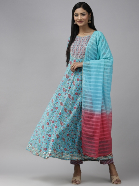 Yufta Women Turquoise Blue Floral Printed Panelled Pure Cotton Kurta with Palazzos & With Dupatta
Yufta Women Turquoise Blue Floral Printed Panelled Pure Cotton Kurta with Palazzos & With Dupatta