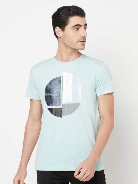 Octave Men Pastel Blue Typography Printed T-shirt