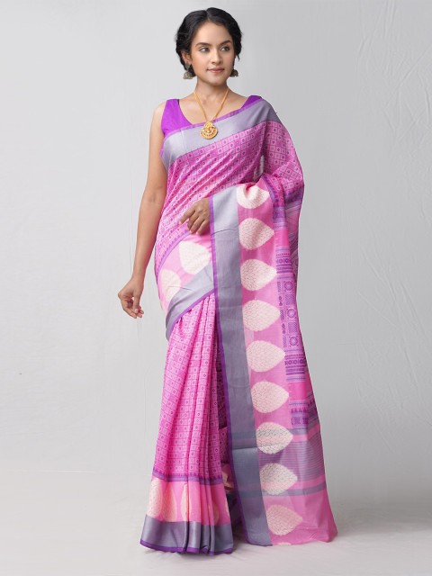 Unnati Silks Pink & Purple Ethnic Motifs Block Printed Zari Silk Cotton Chanderi Saree
Unnati Silks Pink & Purple Ethnic Motifs Block Printed Zari Silk Cotton Chanderi Saree