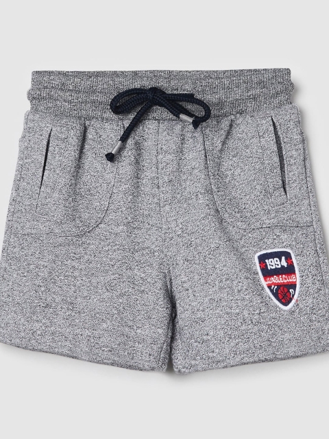 max Boys Grey Melange Cotton Shorts