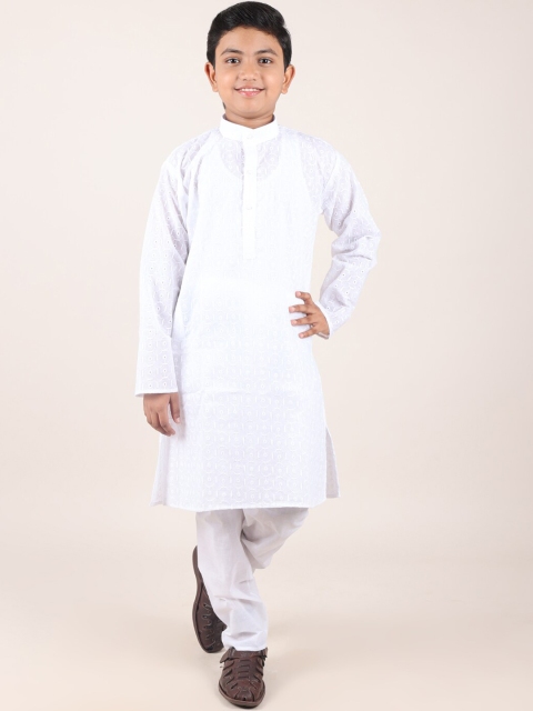 Pothys Boys White Embroidered Sherwani