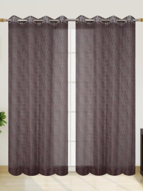 Molly & Michel Brown Set of 2 Sheer Long Door Curtain
