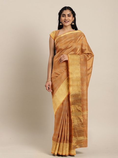 The Chennai Silks Orange & Gold-Toned Checked Zari Pure Cotton Fusion Venkatgiri Saree
The Chennai Silks Orange & Gold-Toned Checked Zari Pure Cotton Fusion Venkatgiri Saree