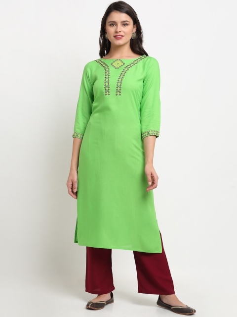 The Mini NEEDLE Women Lime Green & Maroon Embroidered Thread Work Kurta with Trousers
The Mini NEEDLE Women Lime Green & Maroon Embroidered Thread Work Kurta with Trousers