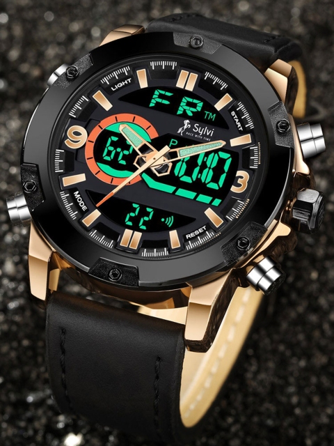 Sylvi Men Rose Gold-Toned Dial & Straps Analogue and Digital Watch 9097-Rosegold-Black1, Black
Sylvi Men Rose Gold-Toned Dial & Straps Analogue and Digital Watch 9097-Rosegold-Black1, Black
