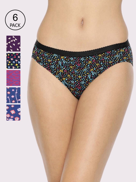 LYRA Women Pack Of 6 Assorted Pure Cotton Hipster Briefs