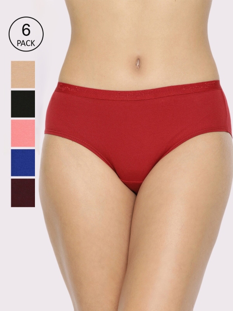 LYRA Women Pack Of 6 Assorted Pure Cotton Hipster Briefs