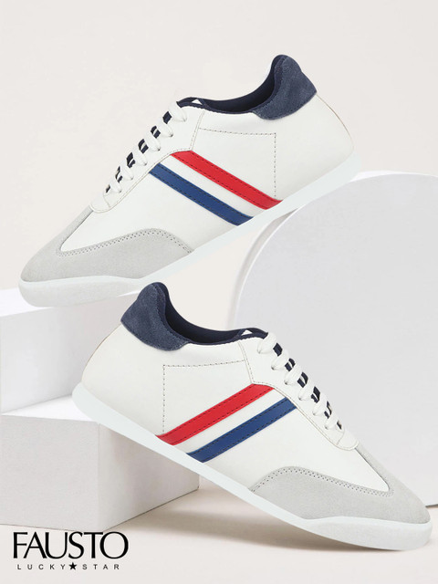 FAUSTO Men White Textured Lightweight Sneakers 
FAUSTO Men White Textured Lightweight Sneakers