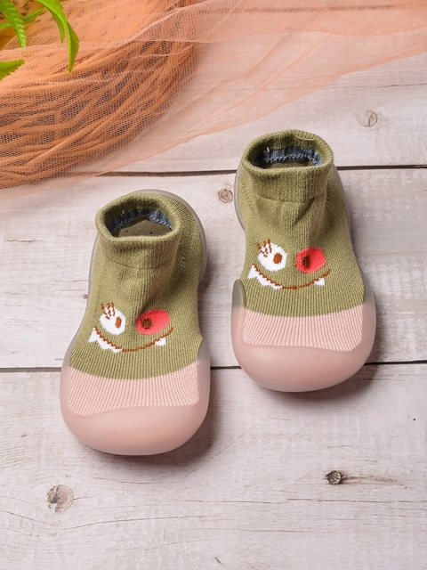 POPLINS Kids Brown & Pink Patterned Ankle Length Cotton Skidder Socks