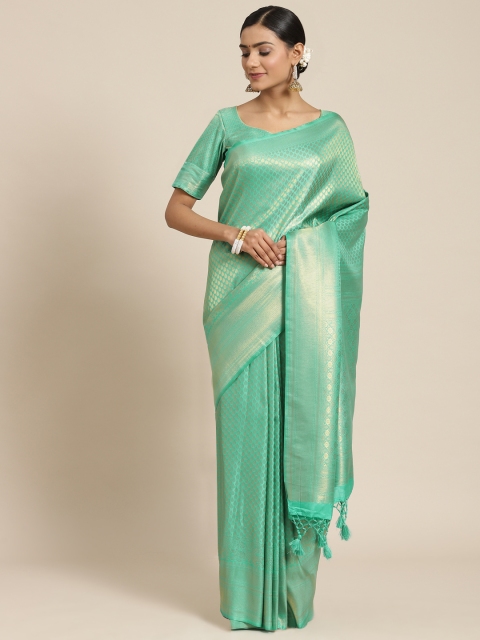 BharatSthali Sea Green & Gold-Toned Woven Design Silk Blend Kanjeevaram Saree
BharatSthali Sea Green & Gold-Toned Woven Design Silk Blend Kanjeevaram Saree