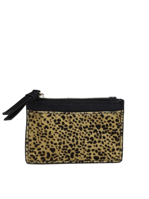 Accessorize Women Black & Brown Animal Print Leather Wallet
