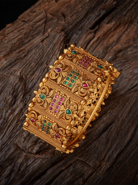 Kushal's Fashion Jewellery Gold-Plated Green & Pink Stones-Studded & Beaded Bangle
Kushal's Fashion Jewellery Gold-Plated Green & Pink Stones-Studded & Beaded Bangle