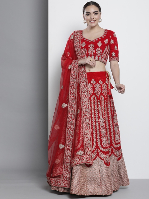 DRESSTIVE Red & Golden Embroidered Semi-Stitched Lehenga & Unstitched Blouse With Dupatta
DRESSTIVE Red & Golden Embroidered Semi-Stitched Lehenga & Unstitched Blouse With Dupatta