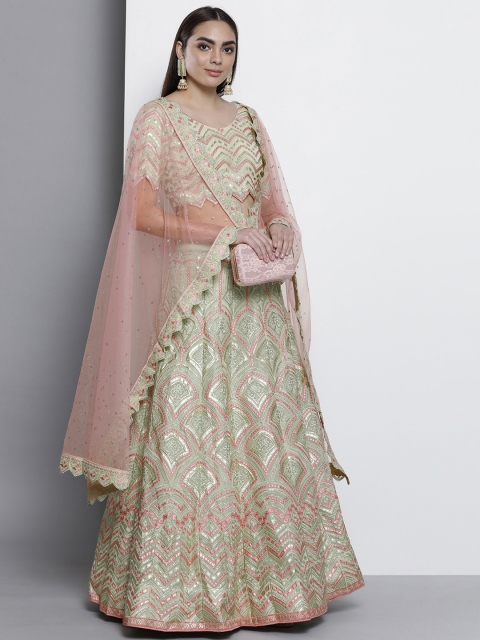 DRESSTIVE Green & Pink Embroidered Semi-Stitched Lehenga & Unstitched Blouse With Dupatta
DRESSTIVE Green & Pink Embroidered Semi-Stitched Lehenga & Unstitched Blouse With Dupatta