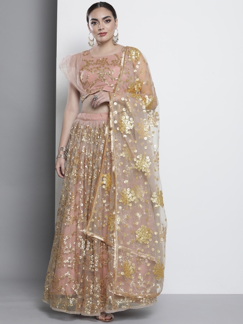 DRESSTIVE Pink & Gold-Toned Embroidered Sequinned Semi-Stitched Lehenga & Unstitched Blouse With Dupatta
DRESSTIVE Pink & Gold-Toned Embroidered Sequinned Semi-Stitched Lehenga & Unstitched Blouse With Dupatta