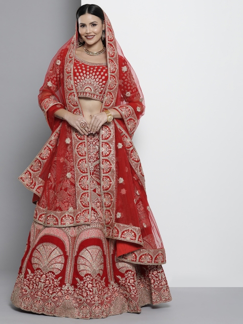 DRESSTIVE Red & Golden Embroidered Semi-Stitched Lehenga & Unstitched Blouse With Dupatta
DRESSTIVE Red & Golden Embroidered Semi-Stitched Lehenga & Unstitched Blouse With Dupatta