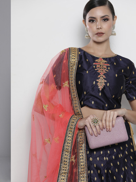 DRESSTIVE Navy Blue Embroidered Semi-Stitched Lehenga & Unstitched Blouse with Dupatta
DRESSTIVE Navy Blue Embroidered Semi-Stitched Lehenga & Unstitched Blouse with Dupatta