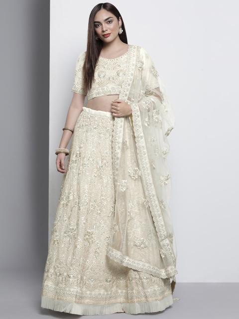DRESSTIVE Off White Embroidered Sequinned Semi-Stitched Lehenga & Unstitched Blouse With Dupatta
DRESSTIVE Off White Embroidered Sequinned Semi-Stitched Lehenga & Unstitched Blouse With Dupatta