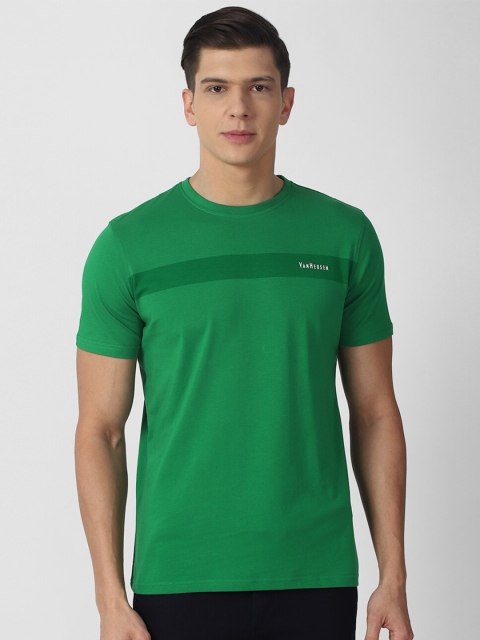 Van Heusen Sport Men Green Typography Pockets T-shirt