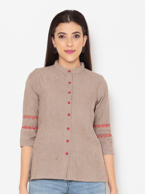 Ekmatra Women Brown Striped Pure Cotton Khadi Top
Ekmatra Women Brown Striped Pure Cotton Khadi Top