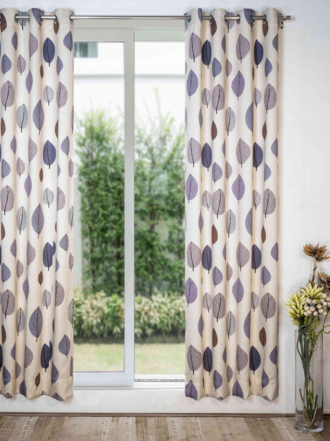 SHIVANAA HOMES Purple & Cream Floral Printed Room Darkening Single Long Door Curtain
SHIVANAA HOMES Purple & Cream Floral Printed Room Darkening Single Long Door Curtain