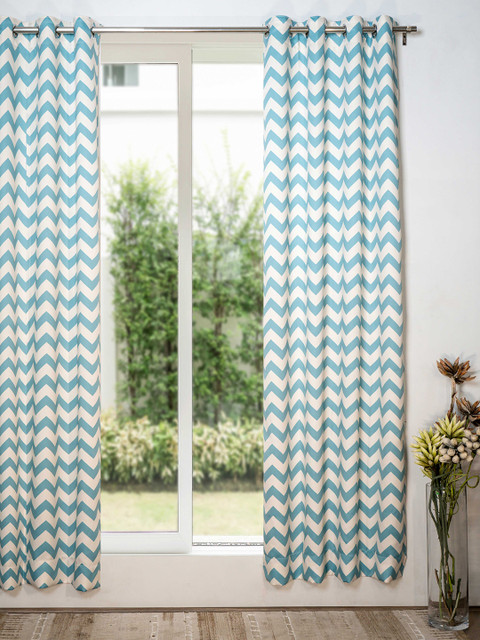 SHIVANAA HOMES Blue & White Geometric Room Darkening Long Door Curtain
SHIVANAA HOMES Blue & White Geometric Room Darkening Long Door Curtain