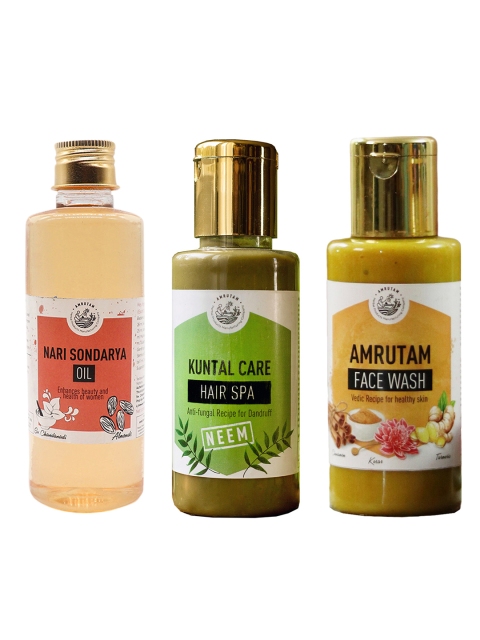 AMRUTAM Set of Vedic Recipe Face Wash, Nari Sondarya Oil & Kuntal Care Neem Hair Spa, Peach
AMRUTAM Set of Vedic Recipe Face Wash, Nari Sondarya Oil & Kuntal Care Neem Hair Spa, Peach