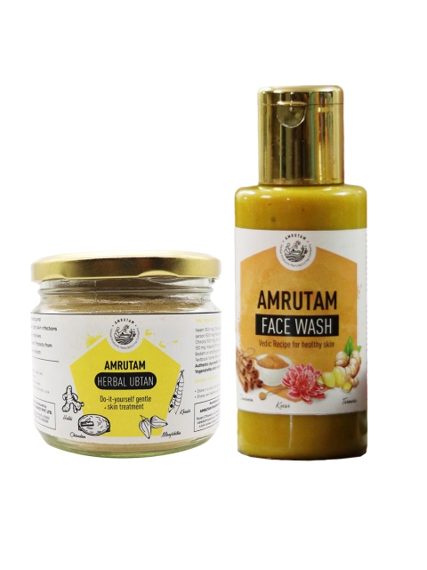 AMRUTAM Set of Vedic Recipe Face Wash & Do-It-Yourself Skin Treatment Herbal Ubtan, Beige
AMRUTAM Set of Vedic Recipe Face Wash & Do-It-Yourself Skin Treatment Herbal Ubtan, Beige