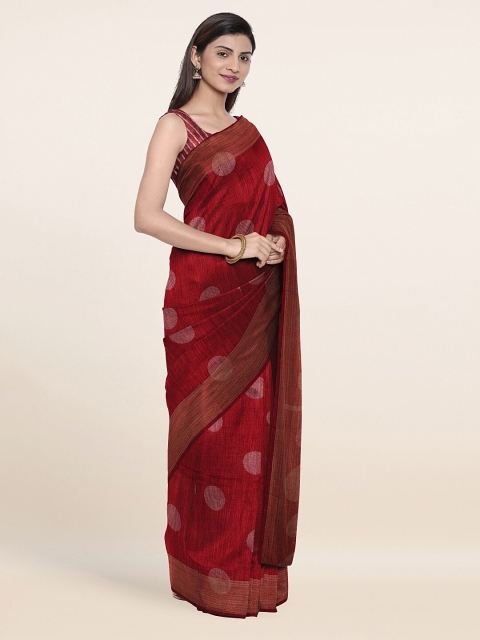 Pothys Maroon & White Woven Design Saree