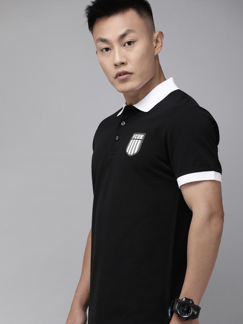 French Connection Men Black Polo Collar Slim Fit T-shirt 
French Connection Men Black Polo Collar Slim Fit T-shirt
