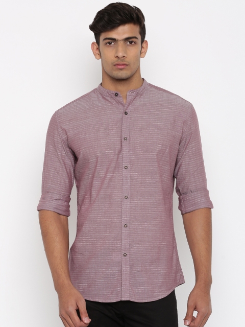 British Club Men Mauve Slim Fit Casual Shirt